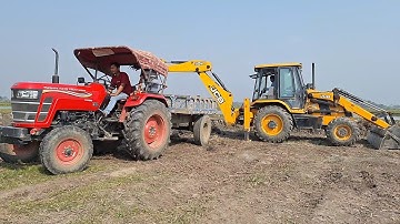 Jcb 3dx eco working with Mahindra yuvo tech plus 575 !! Mahindra sp plus 575 !! Jcb tractor video