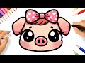 HOW TO DRAW A CUTE KAWAII PIG EASY ????❤️
