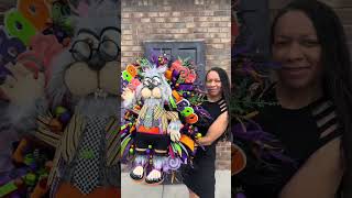 BTS of making Howler! He’s available for purchase in my Etsy shop! #crafter #halloween #wreathmaker