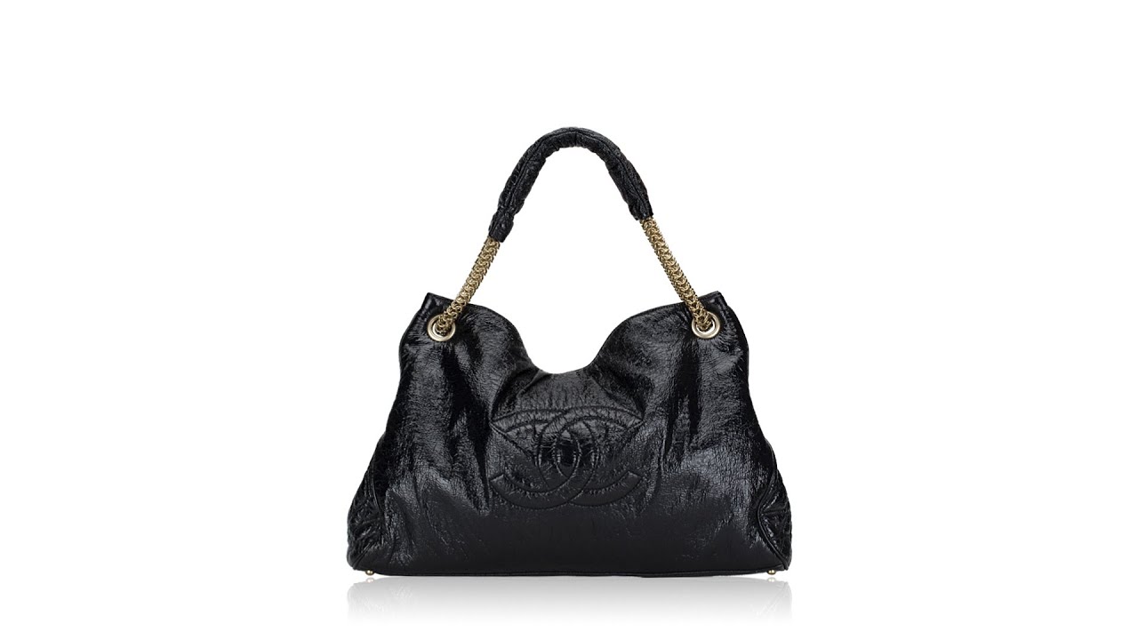 Chanel Patent Vinyl Rodeo Drive Tote Black
