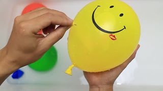 5 Wet Colours Face Balloons Learn colors water balloon Finger Family nursery rhymes compilation