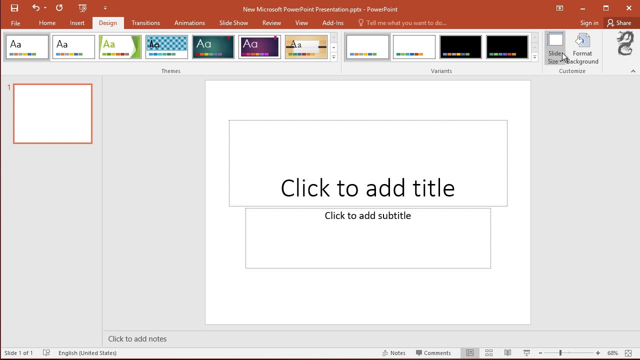 Change the size of the Powerpoint slides so that they are suitable for