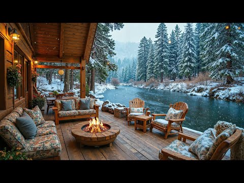 Winter Ending Beginning Spring Lakeside Cabin Piano Music With Campfire Nature Sounds 