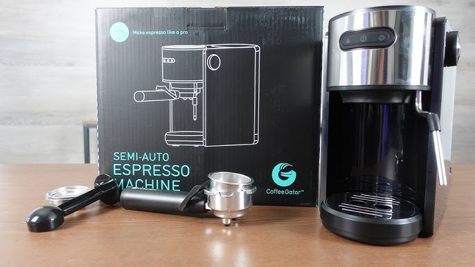 Coffee Gator Espresso Machine, Quick-Brew Espresso Maker with Milk Frother  & 1.3 Liter Removable Water Tank