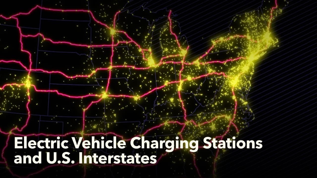 Animated Maps: Electric Vehicle Charging Stations and U.S. Interstates,  2022 - YouTube