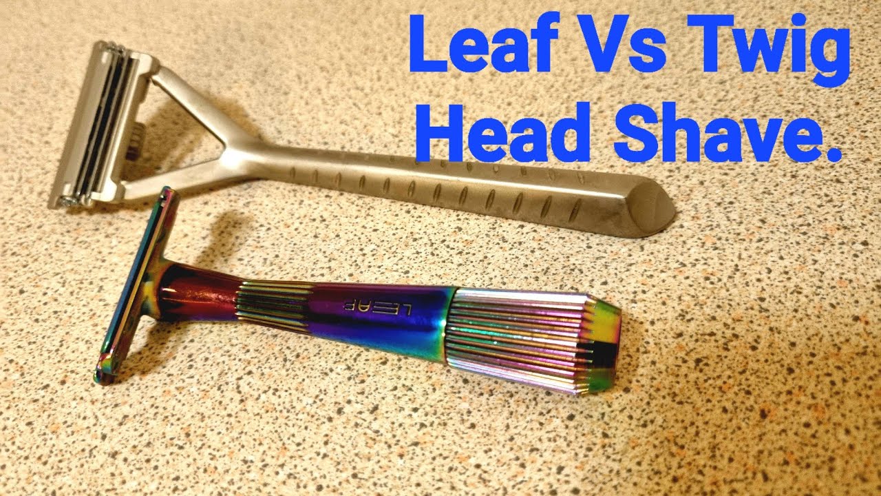 Leaf Twig & The Leaf Razor Comparison Head Shave. Boot's Shaving Cream.