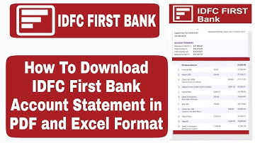 How to Download IDFC first Bank account statement in Pdf and Excel // Idfc Online Bank statement