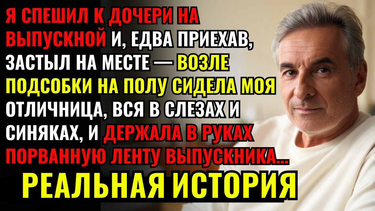 Я СПЕШИЛ к дочери на выпускной, А ПРИЕХАВ ЗАСТЫЛ — возле подсобки НА ПОЛУ СИДЕЛА моя отличница вниз