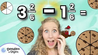 Subtracting Mixed Numbers - 3 Strategies for Kids (Number Line, Models &amp; Equations!)