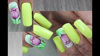 картинка: Очень яркие ногти/ Тюльпан гель-лаками/Роспись гель-лаками