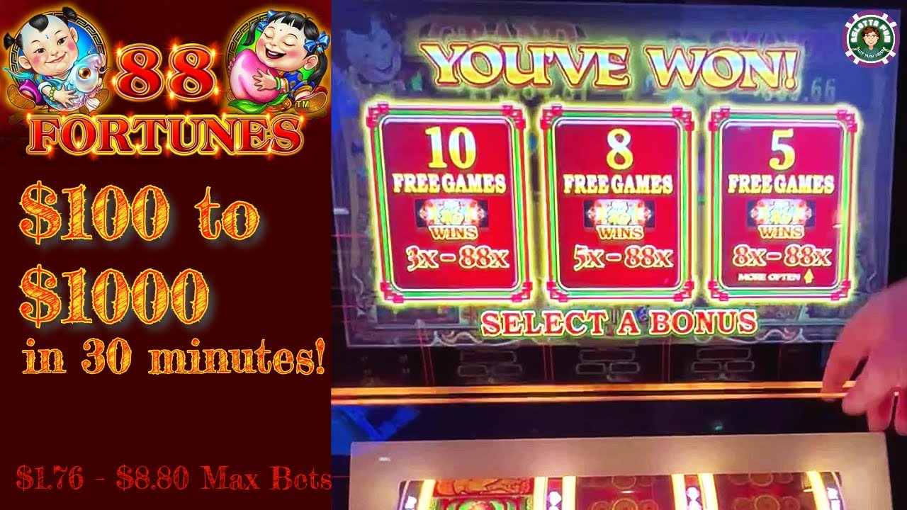 88 Fortunes 3 Reel Slot Machine - $100 in $1000 out!