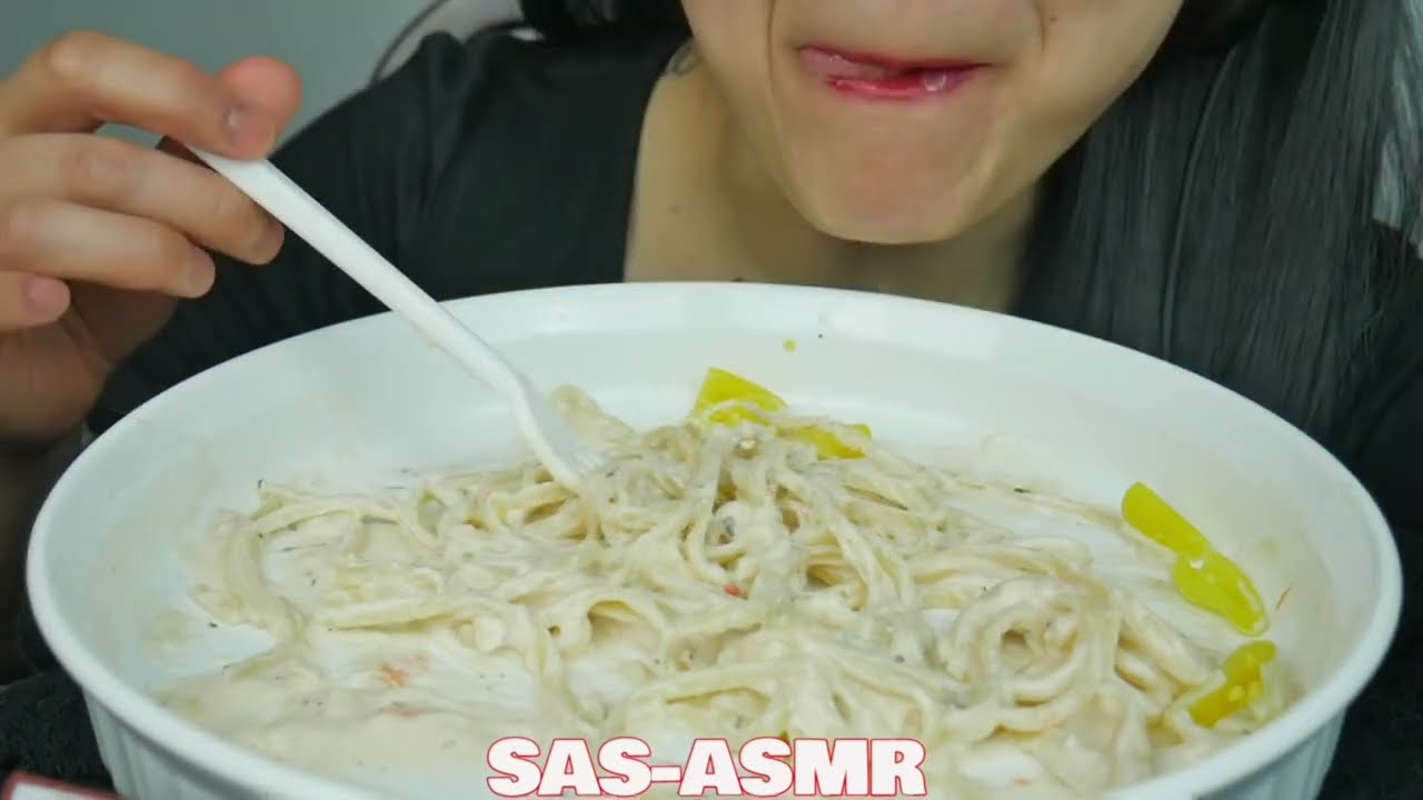 Sas Asmr - Creamy + Cheesy Seafood Pasta *Bites Only*