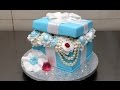 Tiffany gift box pearls and diamonds cake by cakesstepbystep