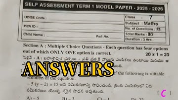 💯7th class maths sa term 1 real question paper answers key self assessment term 1 mathematics 