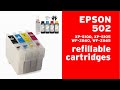 Epson 502 refillable inkjet cartridges w. autoreset chip XP-5100, XP-5105, WF-2860 DW, WF-2865 DWF