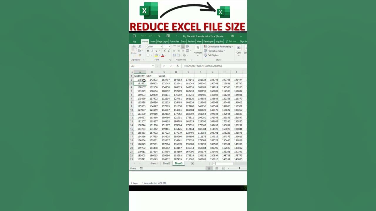 Reduce excel file size compress excel file size in a minute excel