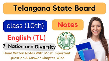 Ts 10th Class / English /  Unit-7 Nation And Diversity / Question and  Answer/Telangana state board/