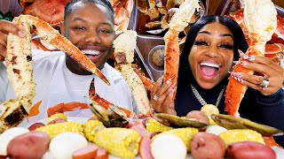SEAFOOD BOIL WITH BLOVESLIFE AND HER NEW GARLIC BUTTER SAUCE🦀🦞🦐