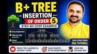 B+ Tree Insertion of Order 5 | Step-by-Step Example | Data Structures & Algorithms | DSA Tutorial