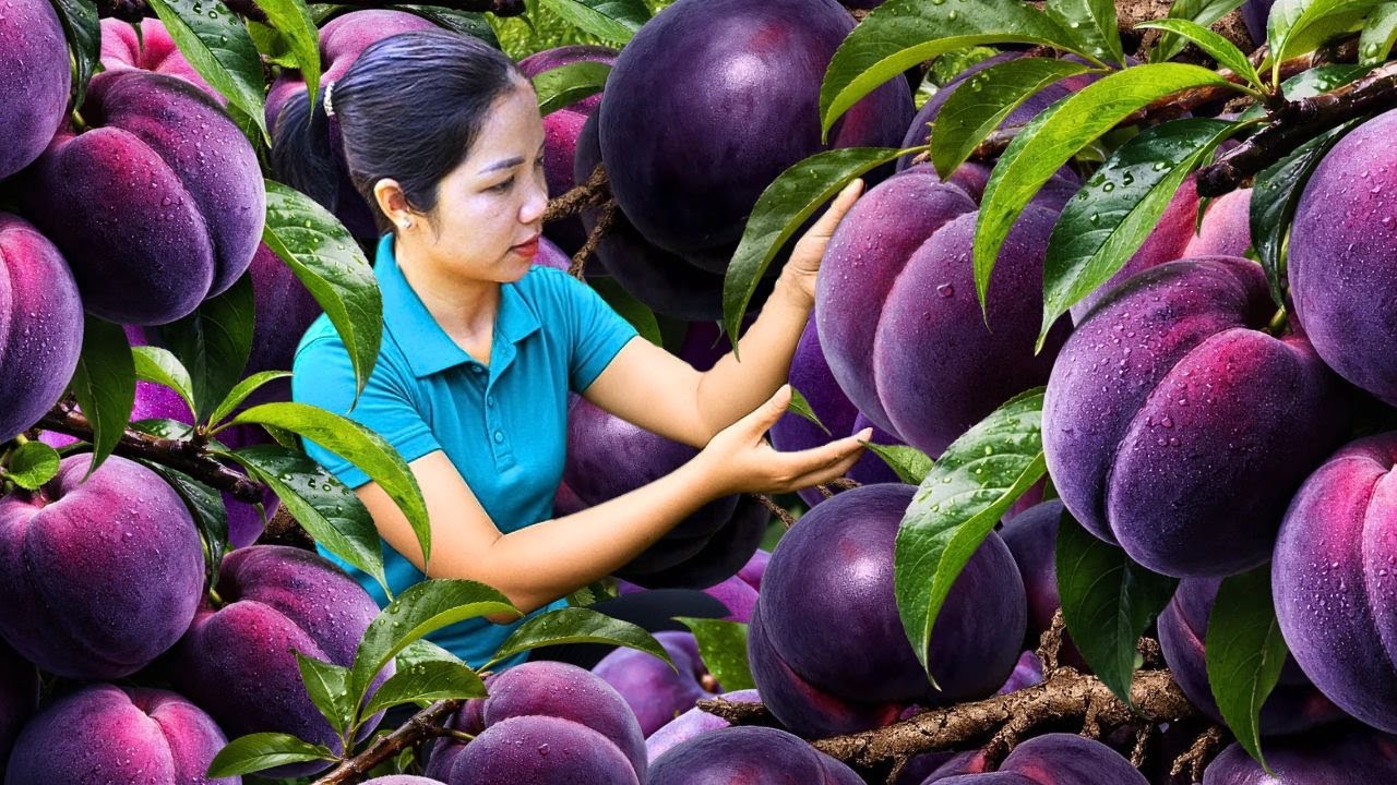 They Harvested Over 1000 Kg Of Ripe, Giant Peaches From The Deep Valley To Sell At The Market