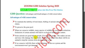 ZOO504 GDB Solution Spring2020