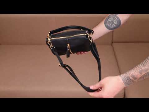 Цікава сумка через плече з натуральної шкіри 22135 Vintage Чорна, видео 1
