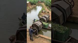 Hexagonal Drum Bridge Opens | Banana Cargo Boat Crossing #viral #ai #aivideo #aiart #shorts #video