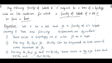 I Sem PG BASIC TOPOLOGY Module 1 Class 15 Condition for a family of subset to be a base