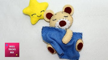 Felt Sleeping Bear - DIY: How to make felt sleeping bear / Felt Crafts.