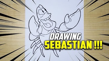 Drawing SEBASTIAN !!! | The Little Mermaid | Cartoon Sketch | How to Draw Crab | Melukis Ketam