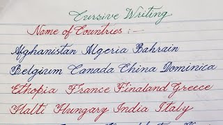 Name of the Countries in Cursive writing| english cursive handwriting||