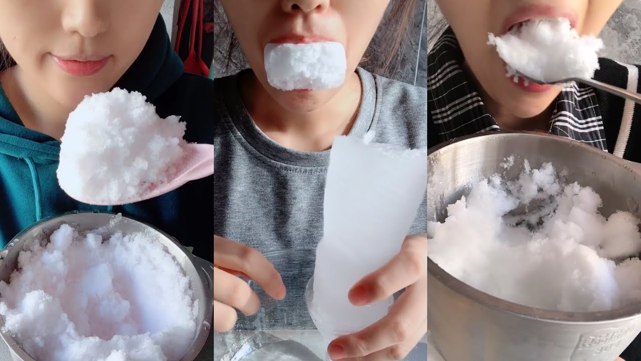 얼음ASMR 얼음먹방 WHITE ICE EATING ❄️ FLUFFY ICE POWDERY SOFT ICE COTTON SLUSH ICE EATING ASMR
