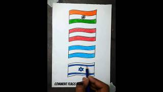 🥰 🇮🇳+🇦🇹+🇦🇷+🇮🇱 || flags drawing #viral #shorts #indianflag