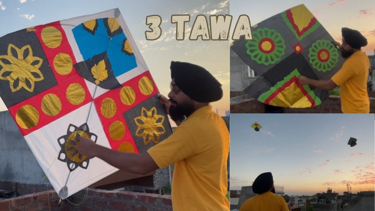 3 Tawa 😱 Big Kite 🪁Pakistani Designs kite Flying in Amritsar Amritsar