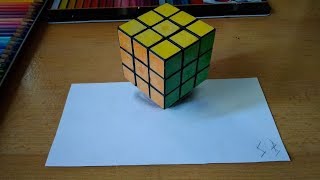 Rubiks Cube 3D - Anamorphic Illusion - Optical Illusion