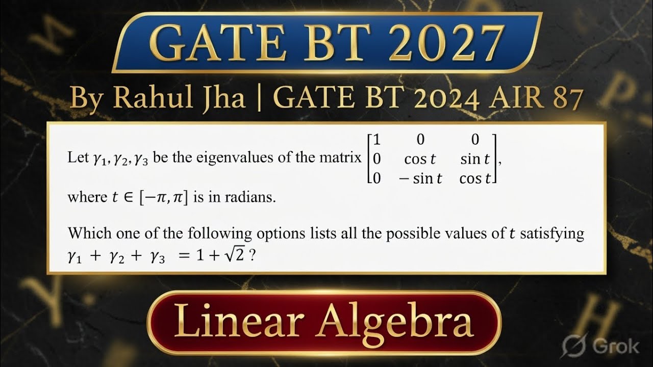 GATE Data Science 2026 PYQ on Eigen Value - Linear Algebra for GATE ...