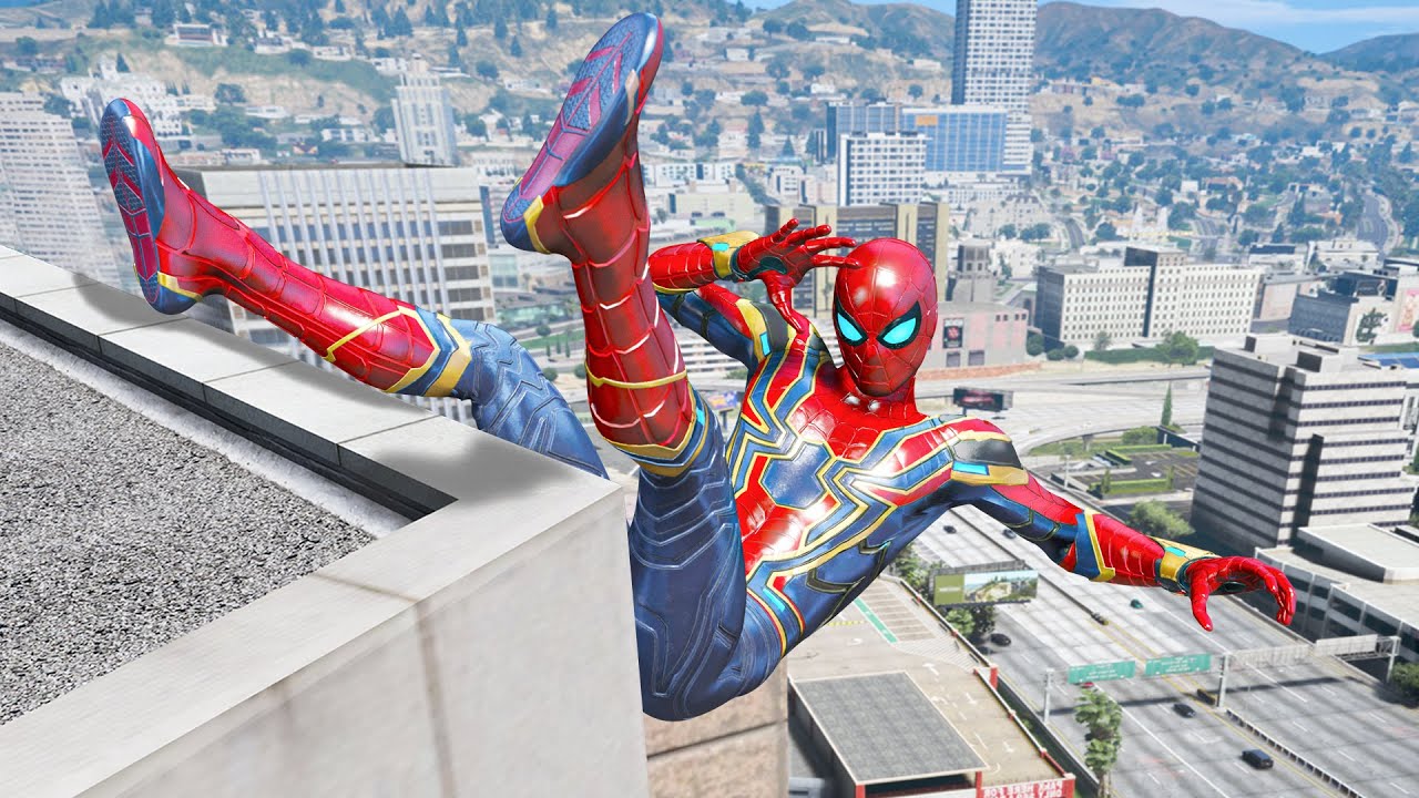 Spiderman Crazy Jump Fails in GTA5 - Spider-man Gameplay Ep-3