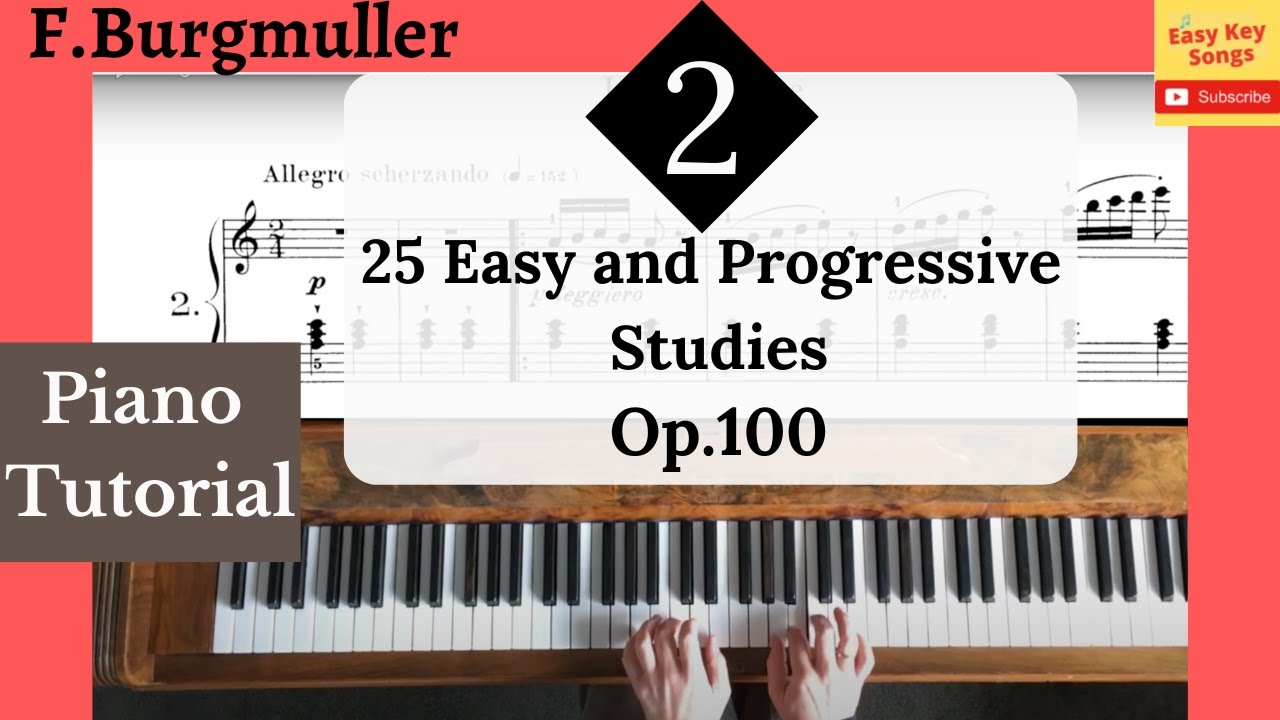 Burgmuller L'Arabesque Op.100 No.2 from "25 Easy and Progressive Studies" Piano Tutorial, Videoscore