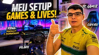 🔥 MEU SETUP COMPLETO! PC, VOLANTE, E ROTINA DE LIVE