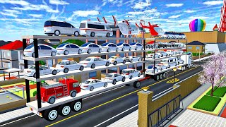 POLICE CARS - DOUBLE OVERSIZED CARS TRANSPORT WITH FOUR LEVEL LONGST TRAILER TRUCK - Sakura 🚓🚓🚒🚁 screenshot 1