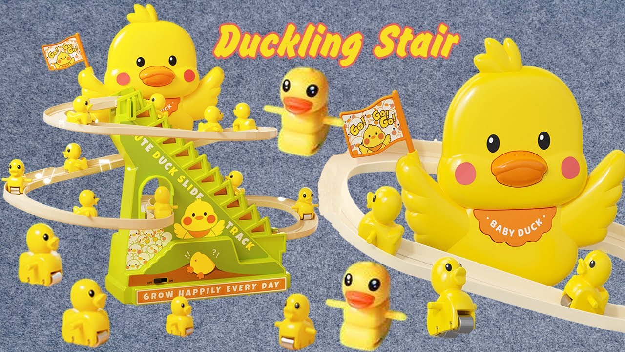 Review Fun Toys Cute Duckling Climbing Stairs | Playing with Yellow Duck Track | Candy ASMR