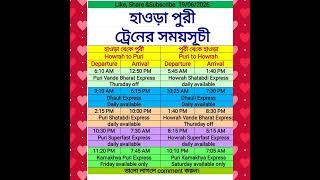 #howrah #puri #kolkata #train #time #table #হাওড়া পুরী ট্রেনের সময়সূচী #shorts