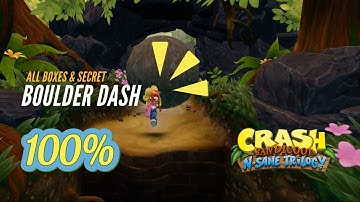 Boulder Dash All Boxes 100% Walkthrough Crash Bandicoot - N