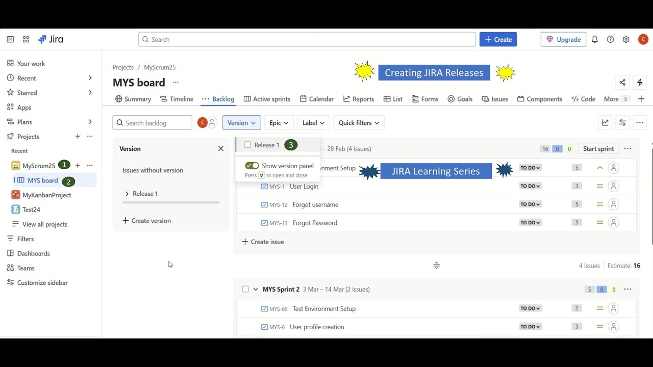 Creating a Release in JIRA | Tag User Stories with a Release in JIRA |Check Release Progress in JIRA