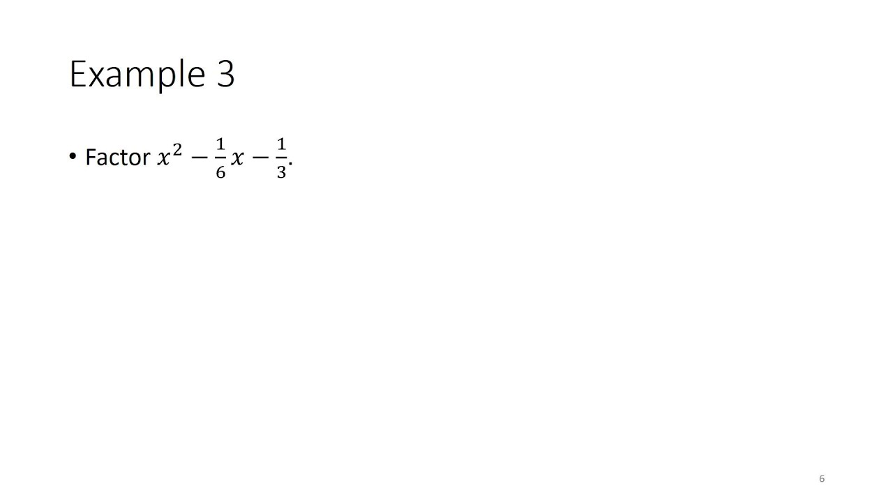 Factoring Quadratics Over The Rational Numbers - YouTube