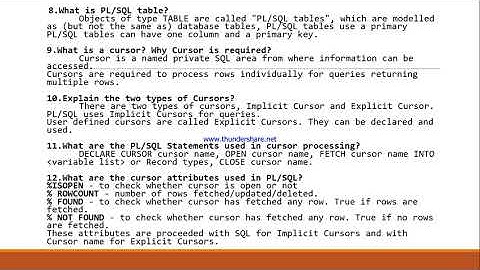 Top 50 Oracle pl sql interview questions with answers and basic level of plsql