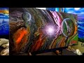 5th dimension acrylic galaxy pour painting with planets