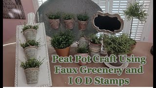 Peat Pot Using Faux Greenery and IOD Stamps