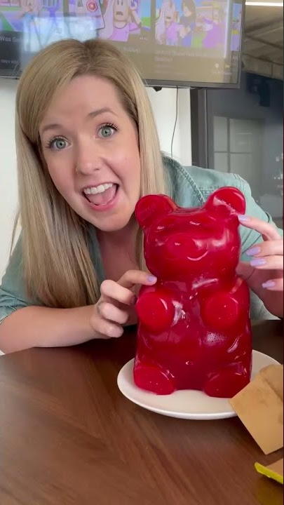 Eating the World's LARGEST GUMMY BEAR! #Shorts