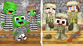 Mikey Family PRISONERS vs JJ Family MILITARY Survival Battle in Minecraft (Maizen)